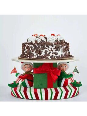 Katherine's Collection Christmas Naughty and Nice Elves Cake Stand - NEW
